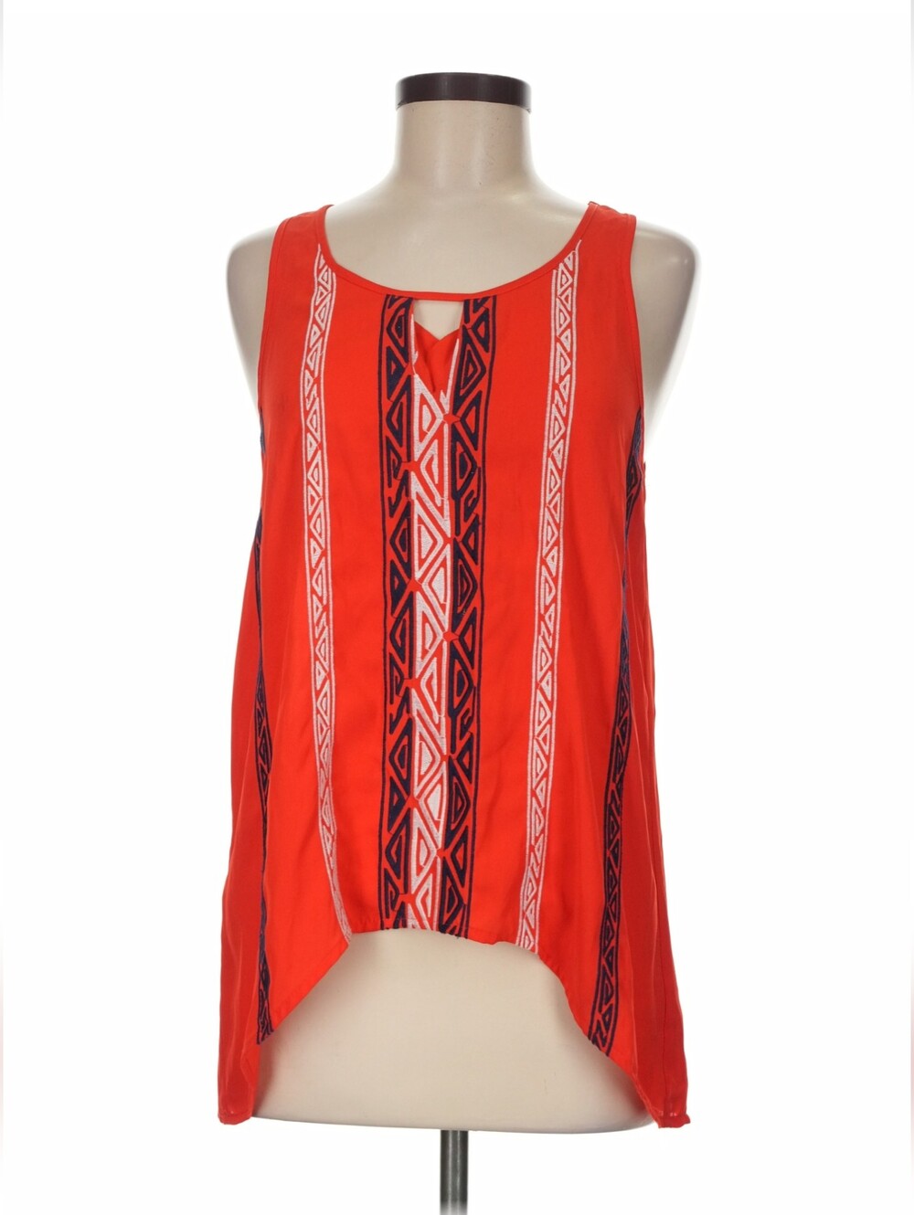THML Red Tank Top with Navy and White Stripe Embroidery